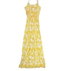 NWT Lush Floral Maxi Dress‎ Yellow Sleeveless Casual Sundress Summer Dress Sz Lg